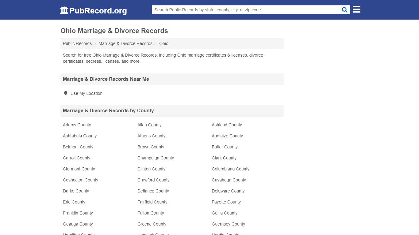 Free Ohio Marriage & Divorce Records - PubRecord.org